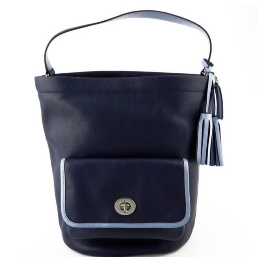 Coach Two Tone Blue Legacy Archival Leather Bucket Bag